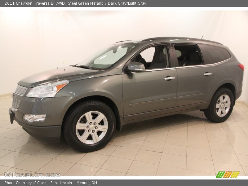 Steel Green Metallic / Dark Gray/Light Gray 2011 Chevrolet Traverse LT AWD