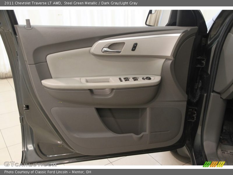 Steel Green Metallic / Dark Gray/Light Gray 2011 Chevrolet Traverse LT AWD