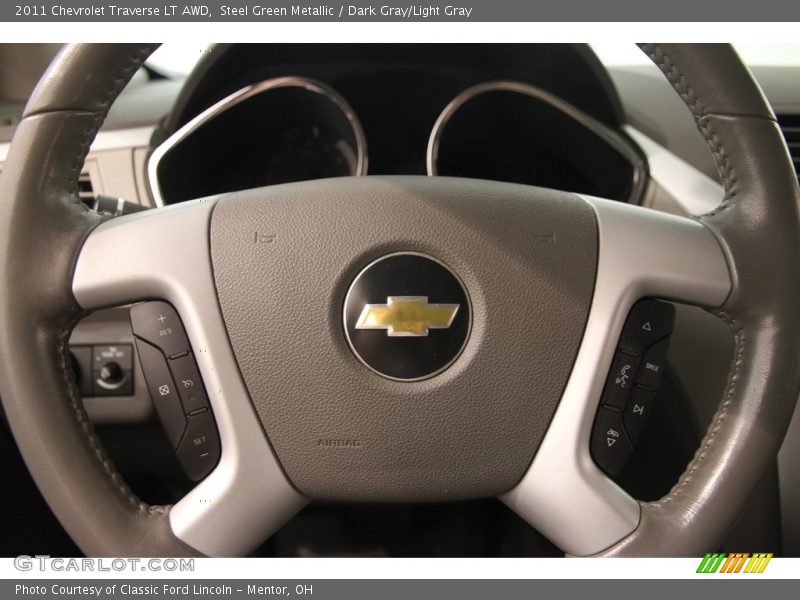 Steel Green Metallic / Dark Gray/Light Gray 2011 Chevrolet Traverse LT AWD