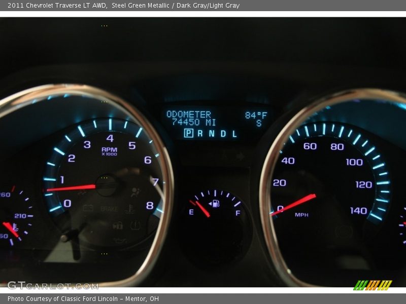 Steel Green Metallic / Dark Gray/Light Gray 2011 Chevrolet Traverse LT AWD