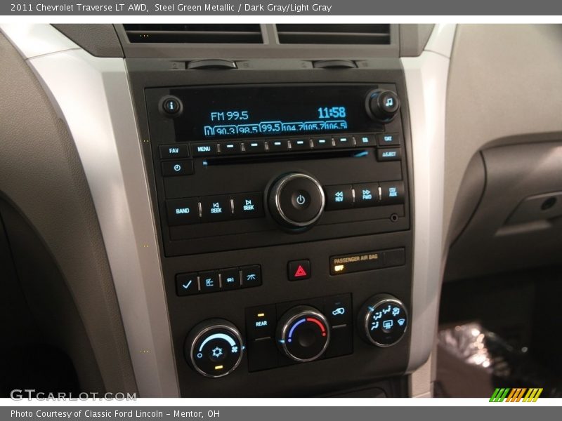Steel Green Metallic / Dark Gray/Light Gray 2011 Chevrolet Traverse LT AWD