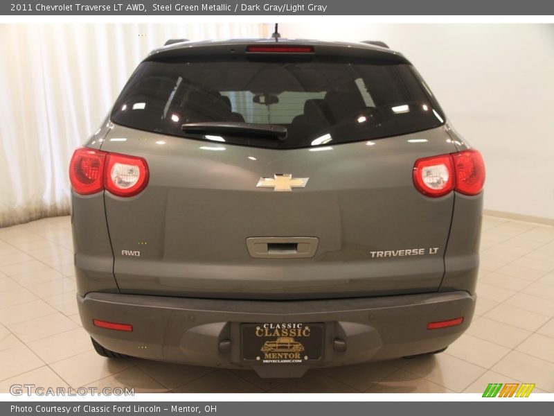 Steel Green Metallic / Dark Gray/Light Gray 2011 Chevrolet Traverse LT AWD