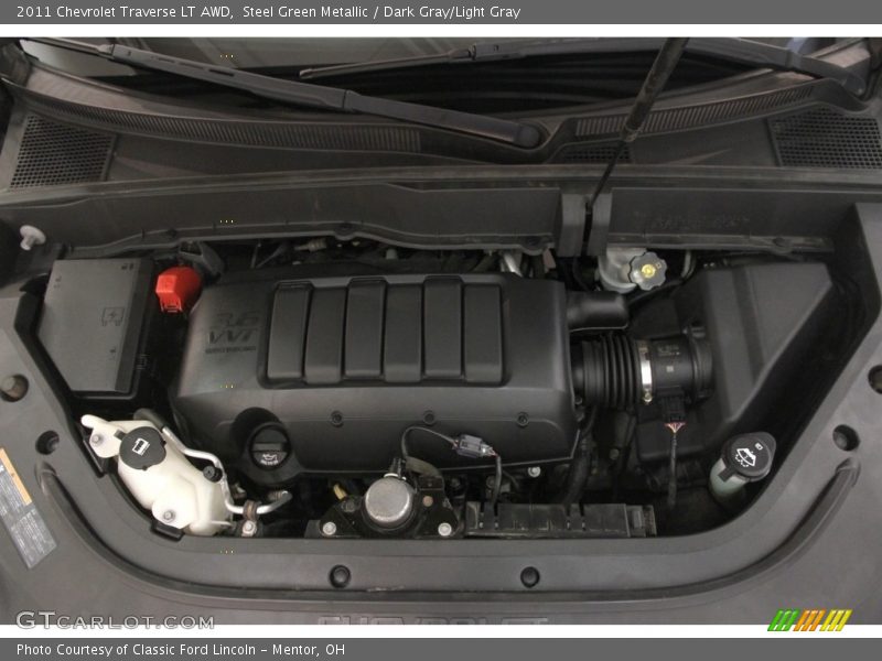Steel Green Metallic / Dark Gray/Light Gray 2011 Chevrolet Traverse LT AWD