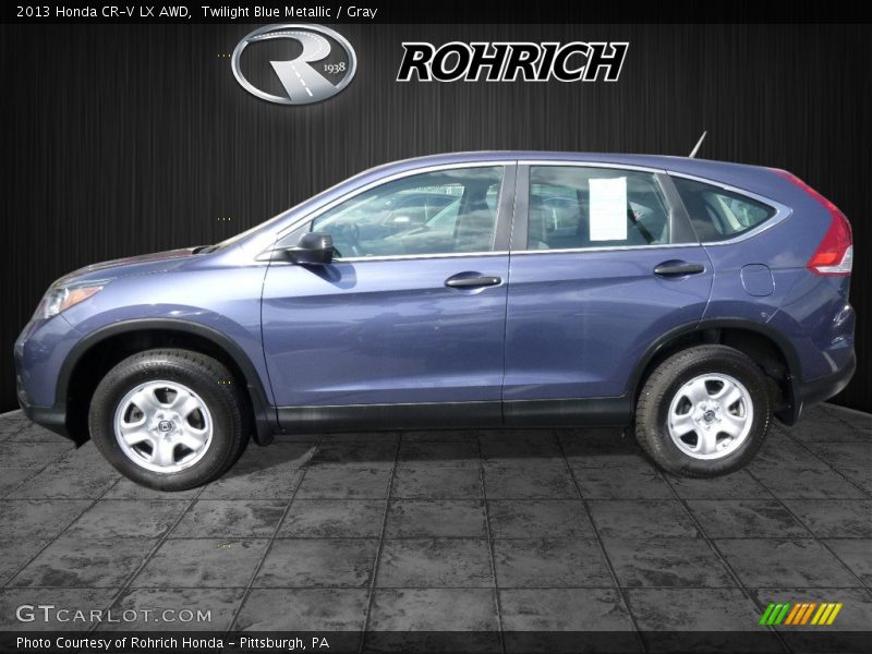 Twilight Blue Metallic / Gray 2013 Honda CR-V LX AWD