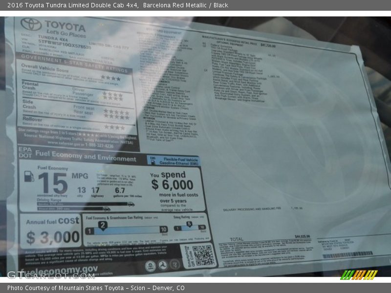 Barcelona Red Metallic / Black 2016 Toyota Tundra Limited Double Cab 4x4