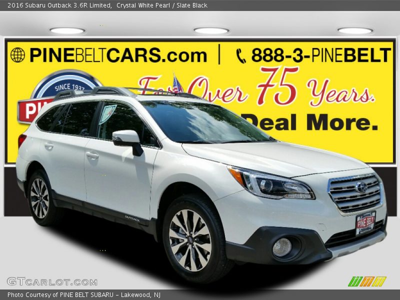 Crystal White Pearl / Slate Black 2016 Subaru Outback 3.6R Limited