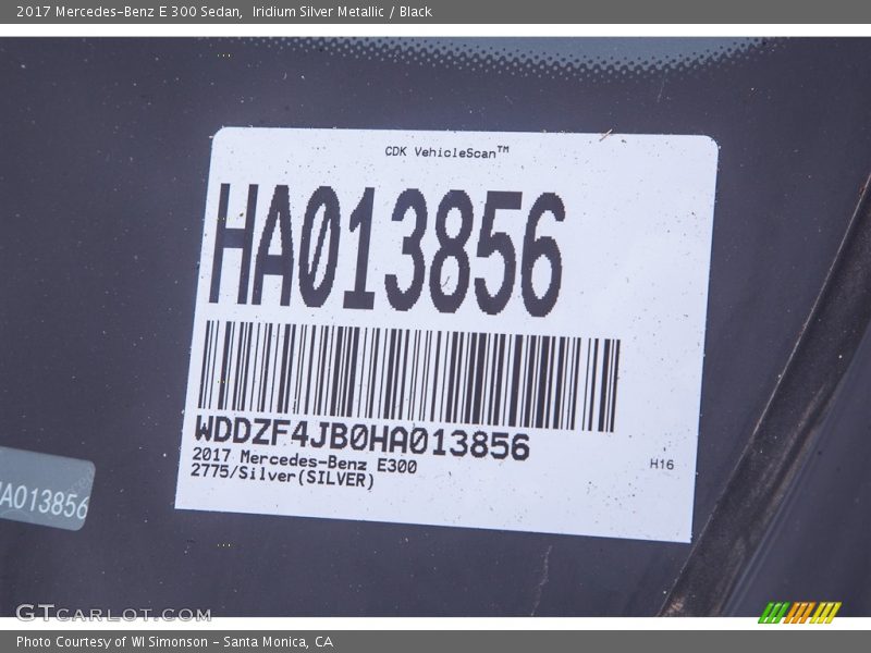 Iridium Silver Metallic / Black 2017 Mercedes-Benz E 300 Sedan