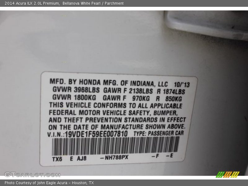 Bellanova White Pearl / Parchment 2014 Acura ILX 2.0L Premium