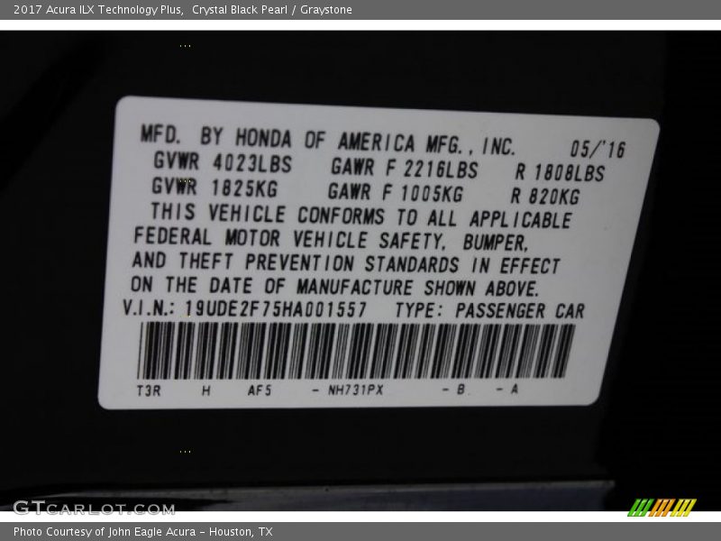 Crystal Black Pearl / Graystone 2017 Acura ILX Technology Plus