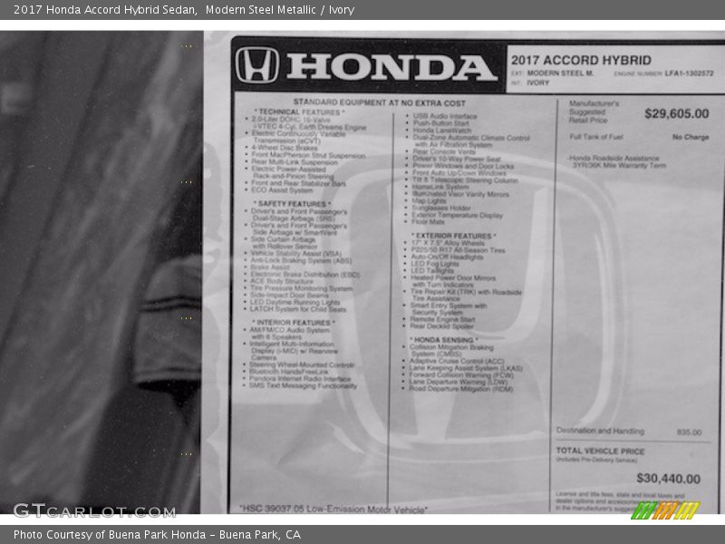 Modern Steel Metallic / Ivory 2017 Honda Accord Hybrid Sedan
