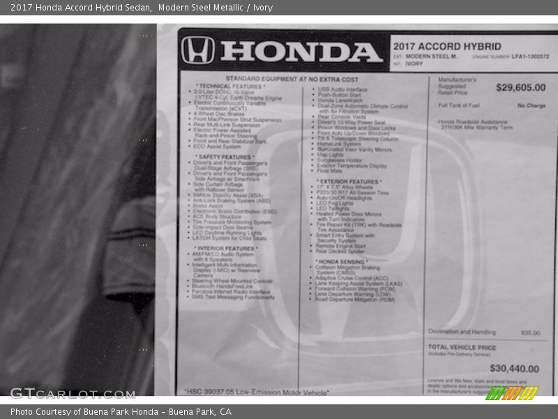 Modern Steel Metallic / Ivory 2017 Honda Accord Hybrid Sedan