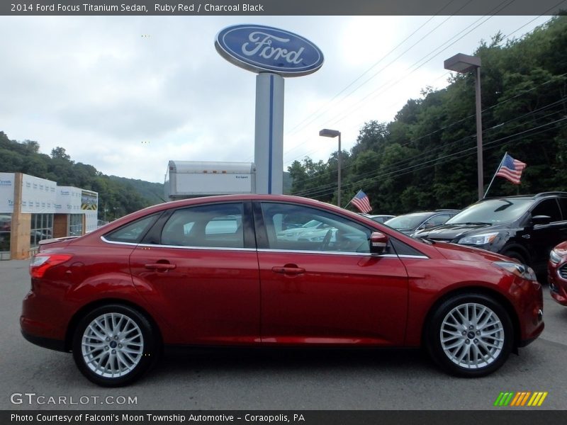 Ruby Red / Charcoal Black 2014 Ford Focus Titanium Sedan