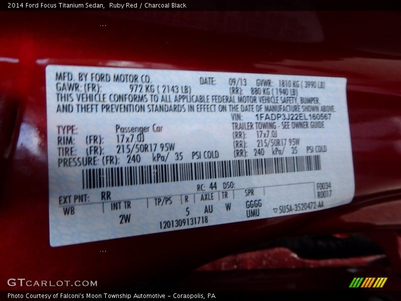 Ruby Red / Charcoal Black 2014 Ford Focus Titanium Sedan