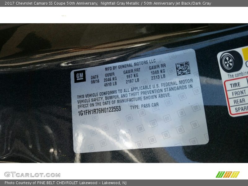 Nightfall Gray Metallic / 50th Anniversary Jet Black/Dark Gray 2017 Chevrolet Camaro SS Coupe 50th Anniversary