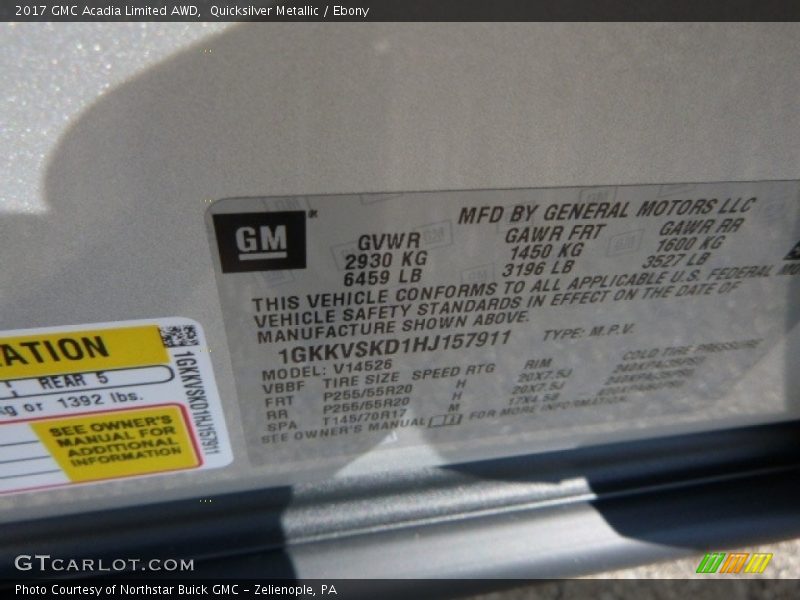 Quicksilver Metallic / Ebony 2017 GMC Acadia Limited AWD