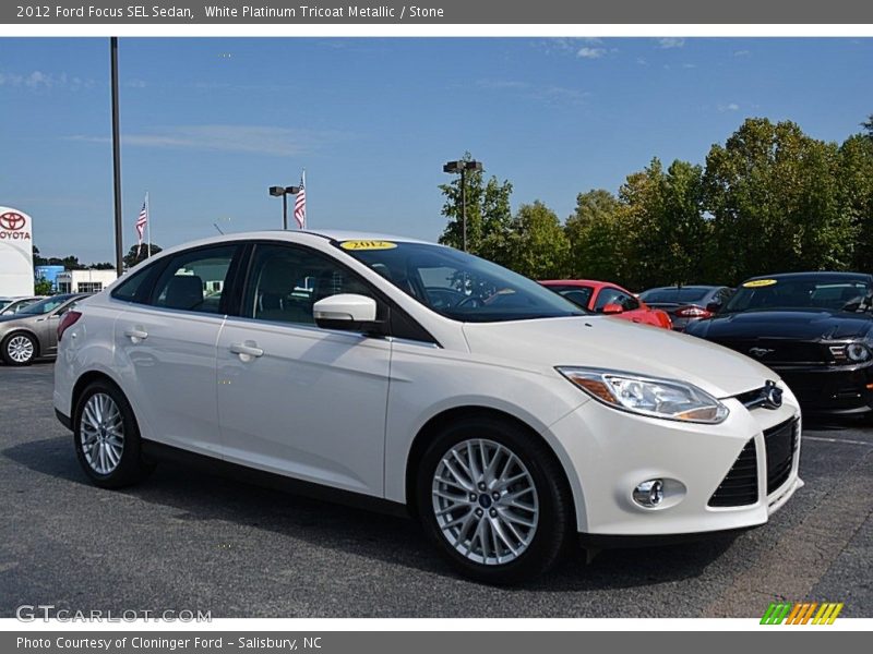 White Platinum Tricoat Metallic / Stone 2012 Ford Focus SEL Sedan