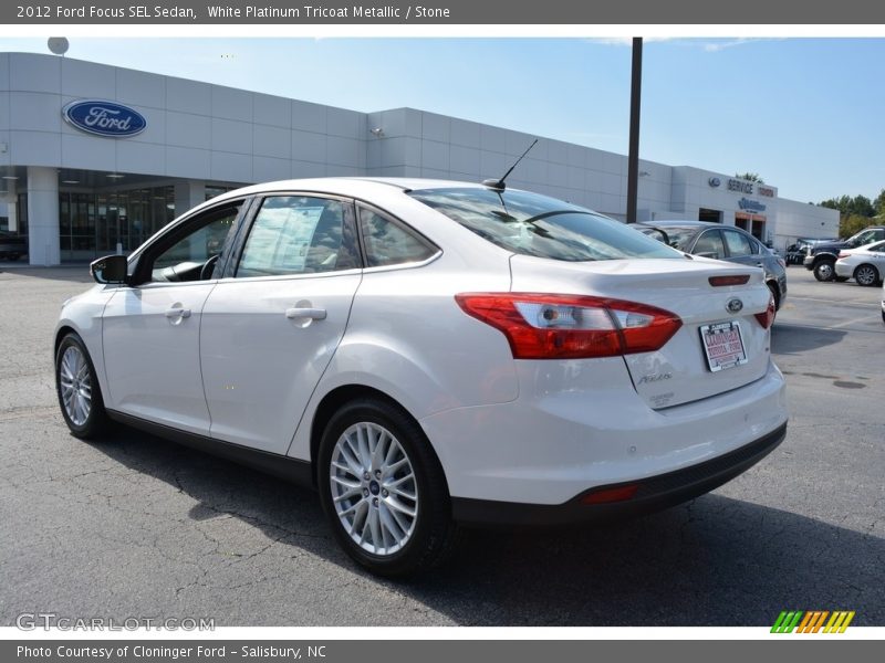 White Platinum Tricoat Metallic / Stone 2012 Ford Focus SEL Sedan