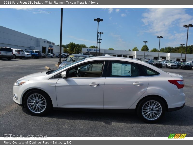 White Platinum Tricoat Metallic / Stone 2012 Ford Focus SEL Sedan