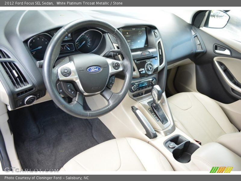 White Platinum Tricoat Metallic / Stone 2012 Ford Focus SEL Sedan