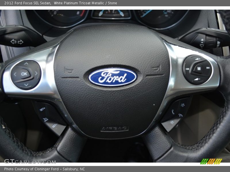 White Platinum Tricoat Metallic / Stone 2012 Ford Focus SEL Sedan
