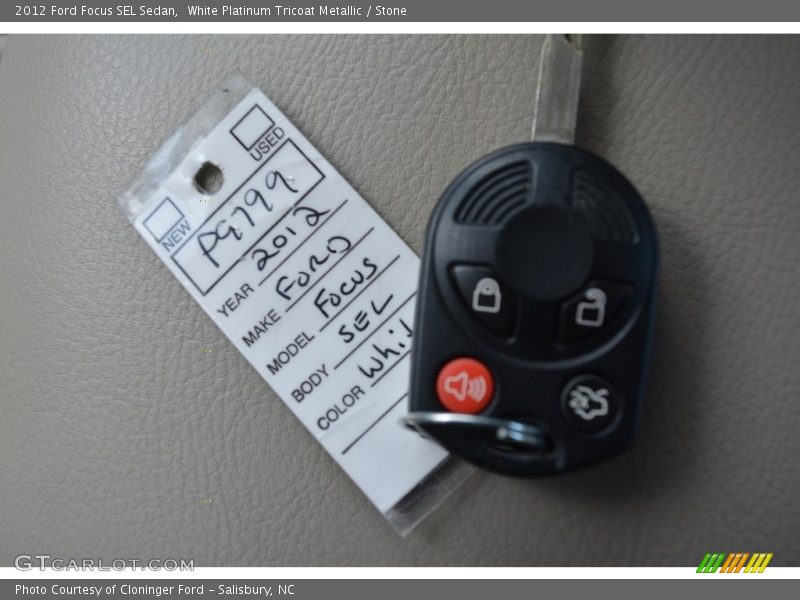 White Platinum Tricoat Metallic / Stone 2012 Ford Focus SEL Sedan