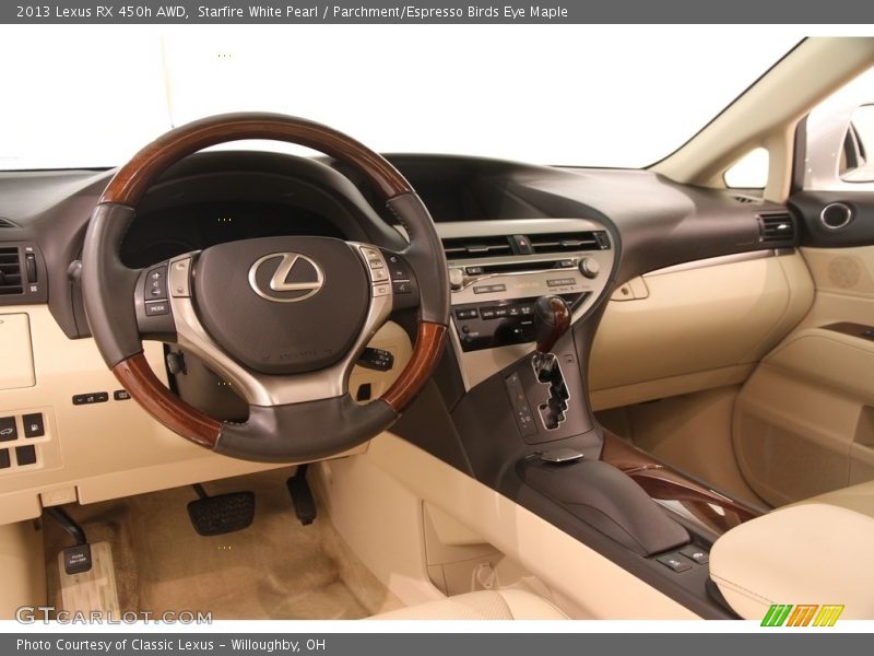 Starfire White Pearl / Parchment/Espresso Birds Eye Maple 2013 Lexus RX 450h AWD
