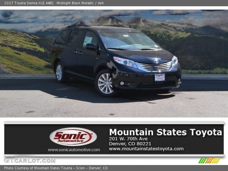 Midnight Black Metallic / Ash 2017 Toyota Sienna XLE AWD