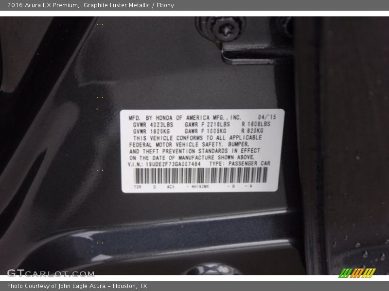 Graphite Luster Metallic / Ebony 2016 Acura ILX Premium