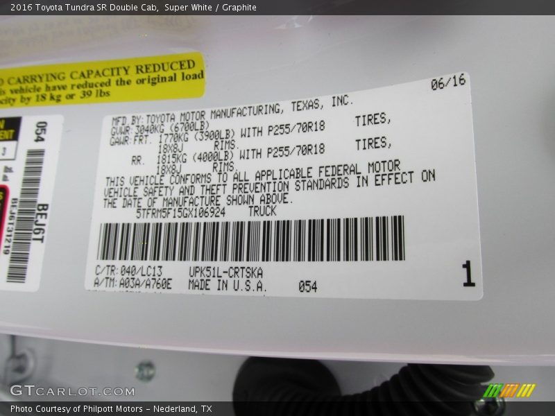 Super White / Graphite 2016 Toyota Tundra SR Double Cab