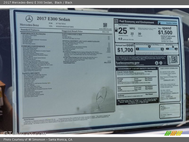 Black / Black 2017 Mercedes-Benz E 300 Sedan