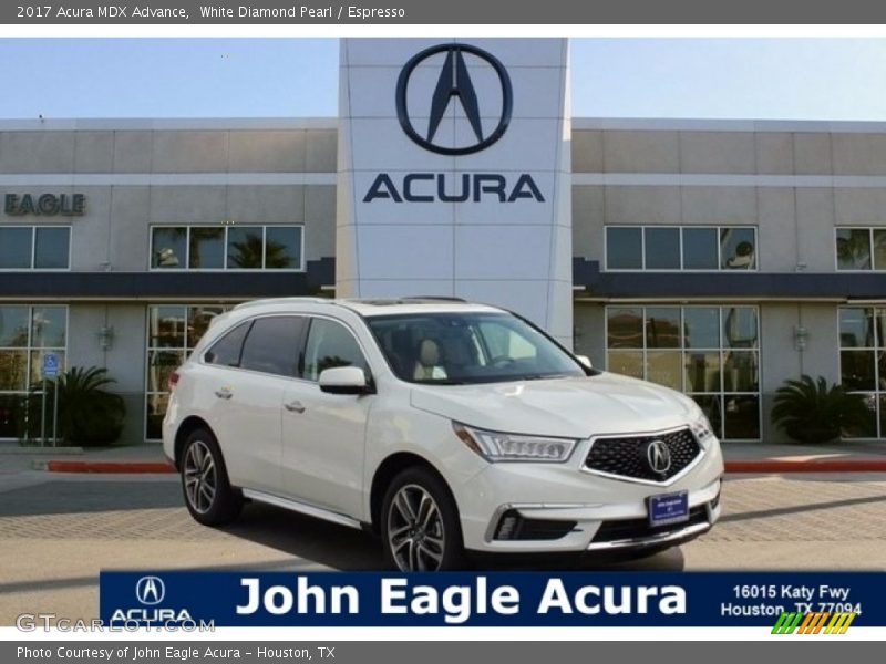 White Diamond Pearl / Espresso 2017 Acura MDX Advance