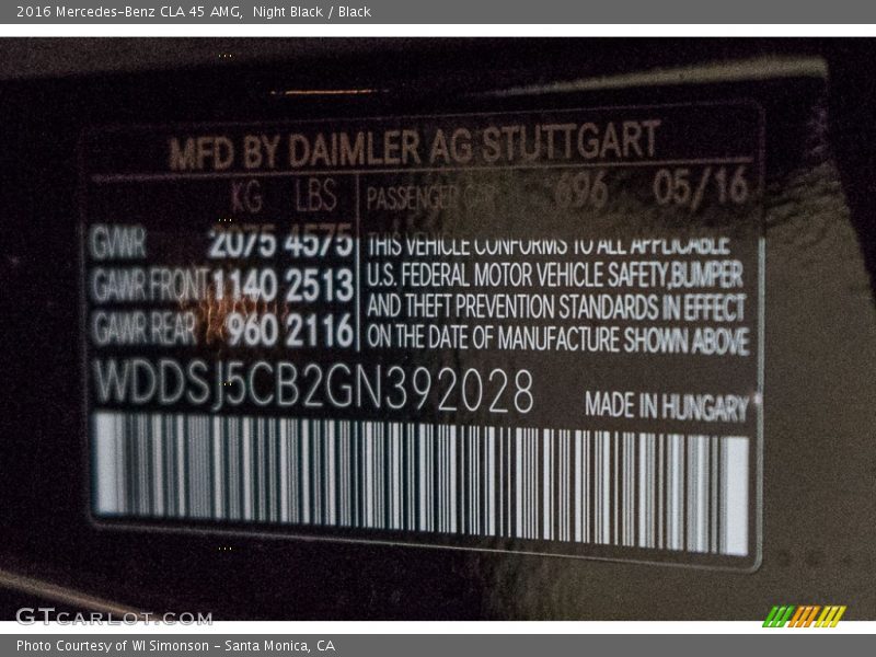 Night Black / Black 2016 Mercedes-Benz CLA 45 AMG