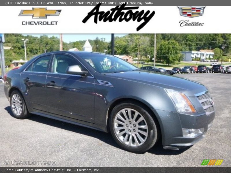 Thunder Gray ChromaFlair / Light Titanium/Ebony 2010 Cadillac CTS 4 3.6 AWD Sedan