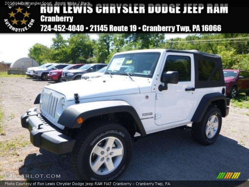 Bright White / Black 2016 Jeep Wrangler Sport