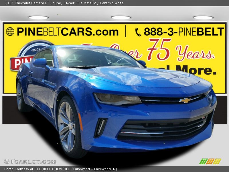 Hyper Blue Metallic / Ceramic White 2017 Chevrolet Camaro LT Coupe