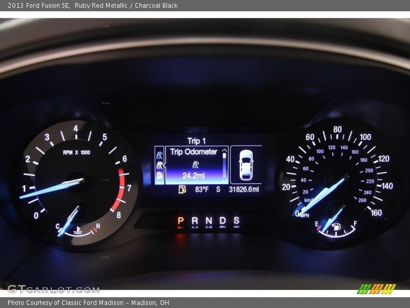 Ruby Red Metallic / Charcoal Black 2013 Ford Fusion SE