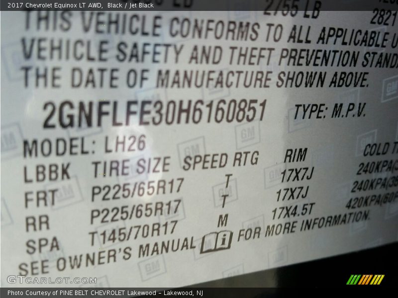 Black / Jet Black 2017 Chevrolet Equinox LT AWD
