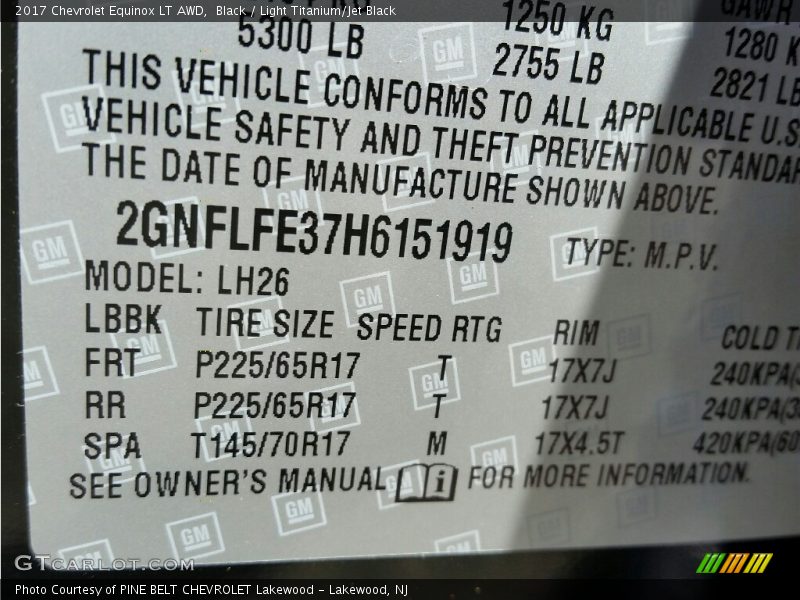 Black / Light Titanium/Jet Black 2017 Chevrolet Equinox LT AWD