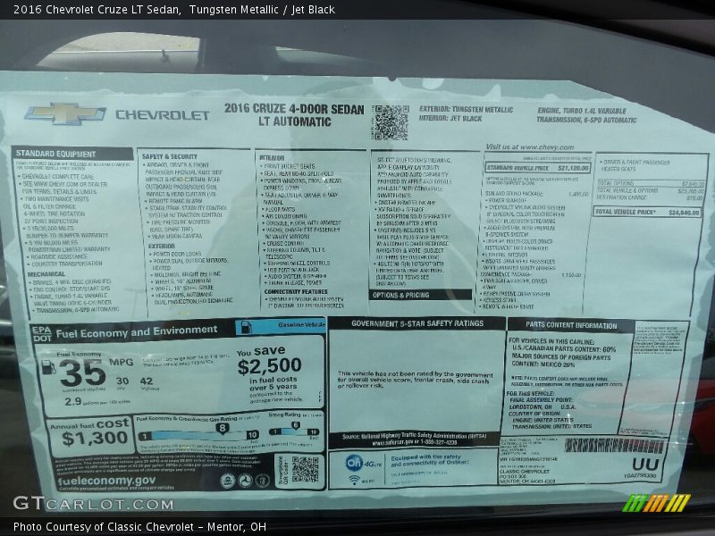 Tungsten Metallic / Jet Black 2016 Chevrolet Cruze LT Sedan