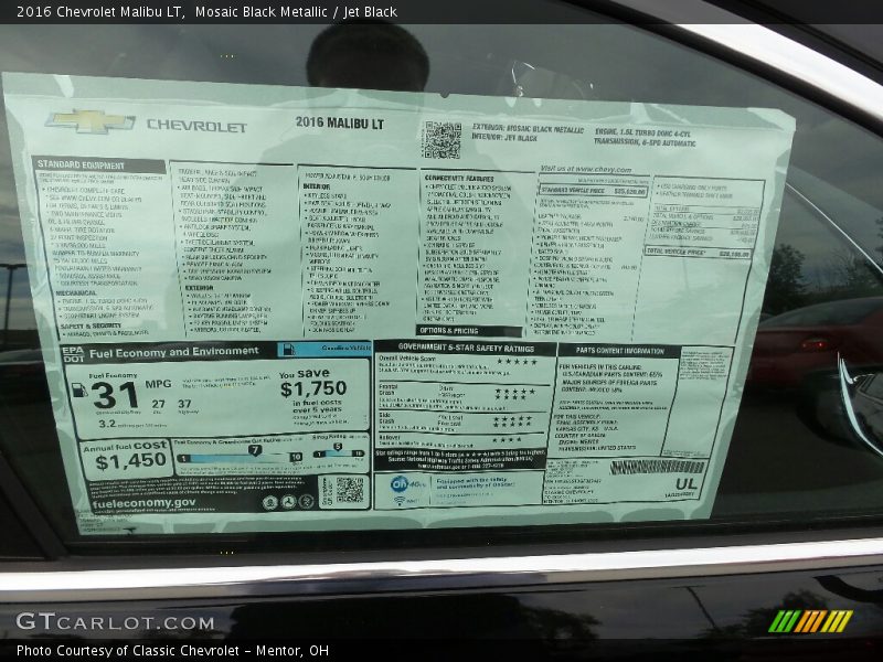 Mosaic Black Metallic / Jet Black 2016 Chevrolet Malibu LT