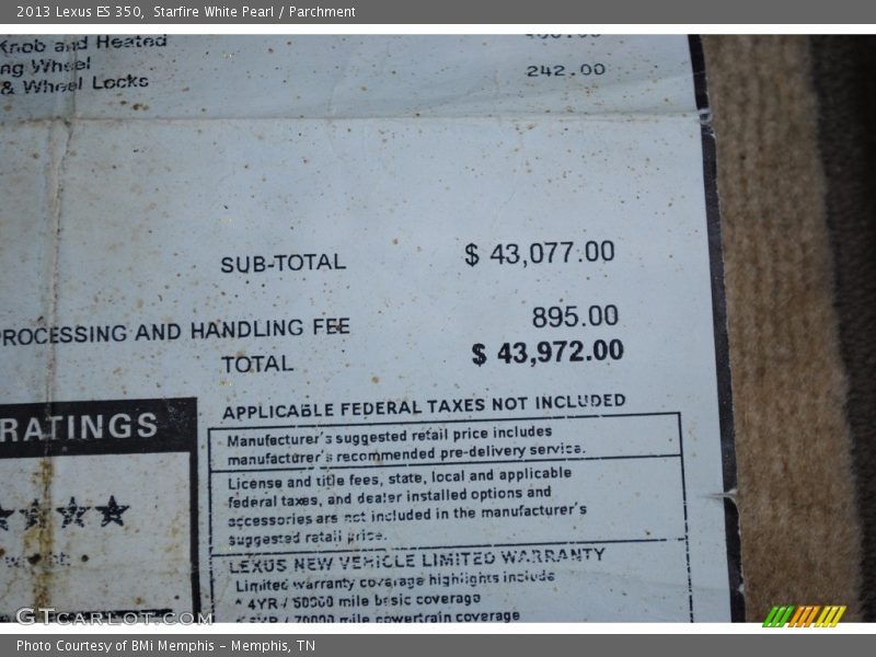 Starfire White Pearl / Parchment 2013 Lexus ES 350