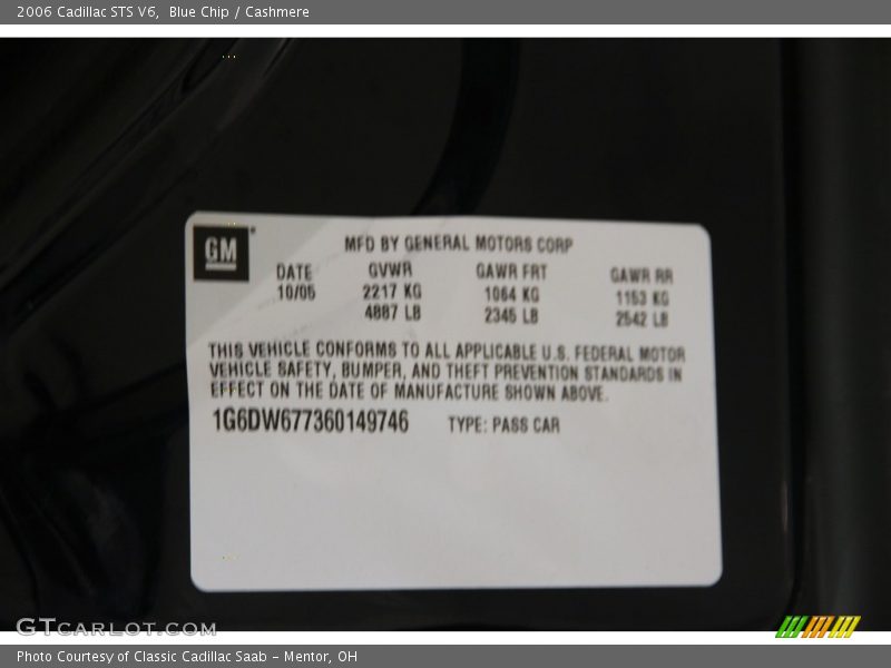 Blue Chip / Cashmere 2006 Cadillac STS V6