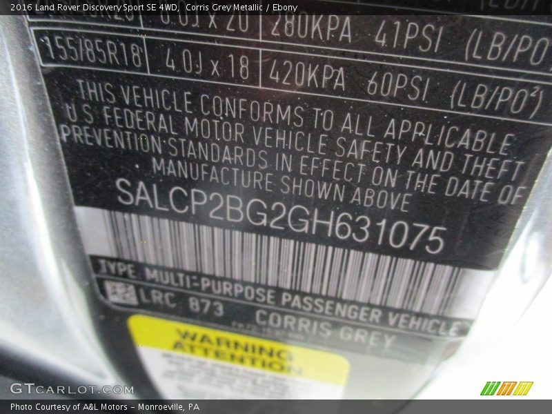 Corris Grey Metallic / Ebony 2016 Land Rover Discovery Sport SE 4WD