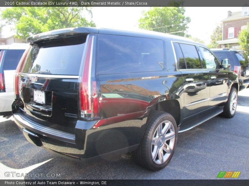 Dark Emerald Metallic / Shale/Cocoa 2016 Cadillac Escalade ESV Luxury 4WD