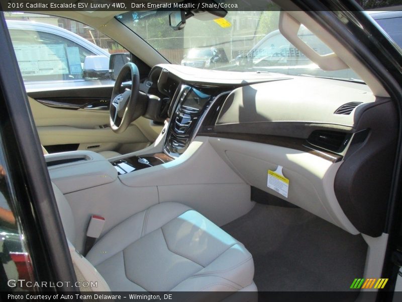 Dark Emerald Metallic / Shale/Cocoa 2016 Cadillac Escalade ESV Luxury 4WD