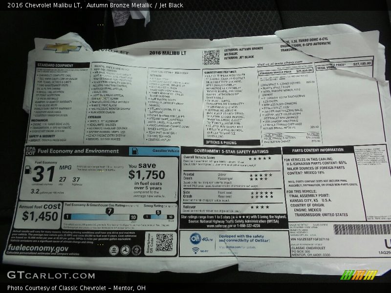 Autumn Bronze Metallic / Jet Black 2016 Chevrolet Malibu LT