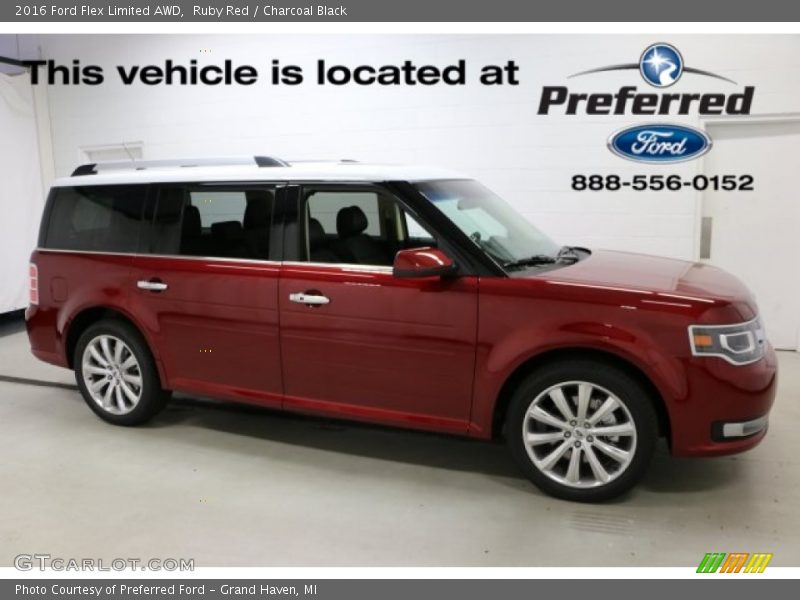 Ruby Red / Charcoal Black 2016 Ford Flex Limited AWD