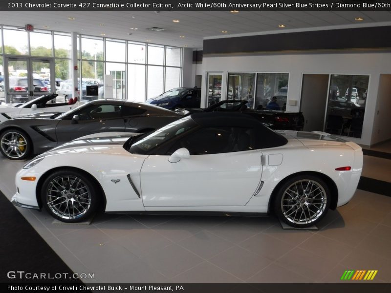 Arctic White/60th Anniversary Pearl Silver Blue Stripes / Diamond Blue/60th Anniversary Design Package 2013 Chevrolet Corvette 427 Convertible Collector Edition