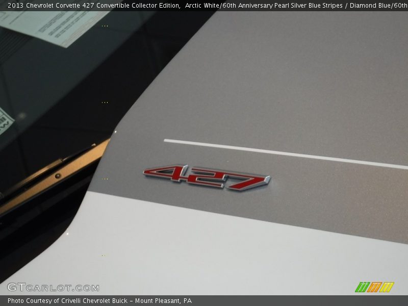 Arctic White/60th Anniversary Pearl Silver Blue Stripes / Diamond Blue/60th Anniversary Design Package 2013 Chevrolet Corvette 427 Convertible Collector Edition