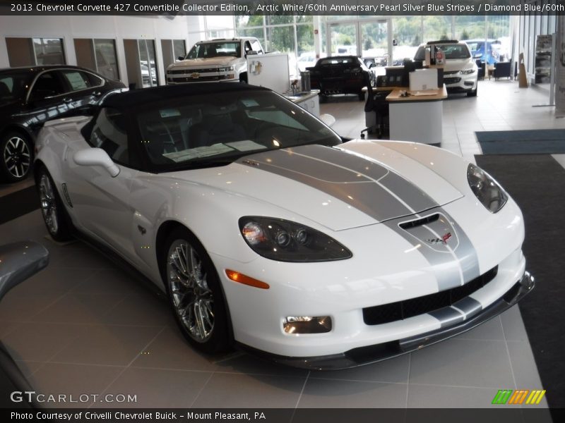 Arctic White/60th Anniversary Pearl Silver Blue Stripes / Diamond Blue/60th Anniversary Design Package 2013 Chevrolet Corvette 427 Convertible Collector Edition